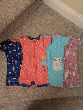 4 Carter's 3T short sleeve and legs zip up sleepers